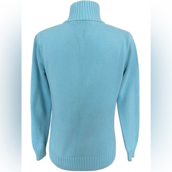 Polo Ralph Lauren Golf W’s Full Zip Sweater Small Aqua sky blue Jacket cotton - Picture 4 of 14
